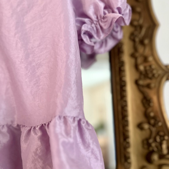 NWT Topshop Top Shirt Blouse Peplum Puff Shiny Pearl Tie Bow Holiday NYE - Picture 3 of 4